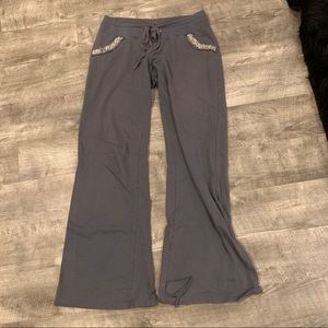 Grey beaded twisted heart sweatpants